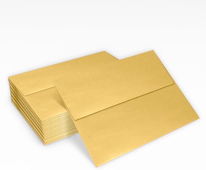 LUXPaper A7 Invitation Envelopes | Peel & Press | 5 1/4" x 7 1/4" | Gold Metallic | 80lb. Text | 250 Qty