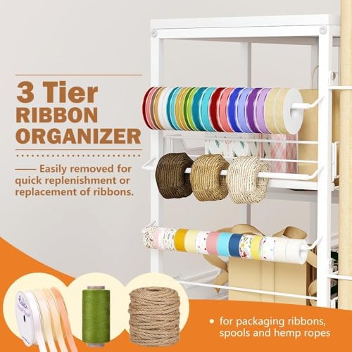 wrapping paper organizer storage with wheels, rolling gift, close-up detail
