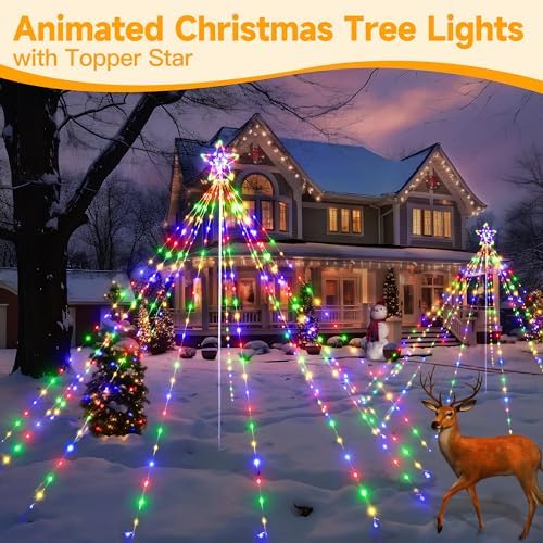 ollny christmas lights tree 340led with topper star shown in use
