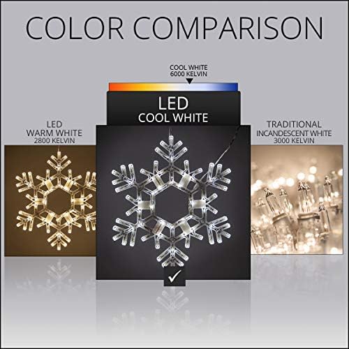 kringle traditions 20" cool white twinkle led snowflake showing dimensions
