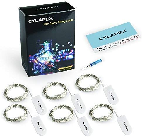 CYLAPEX 6 Pack Purple Fairy Lights String Battery Operated Fairy Lights Firefly Lights LED Starry String Lights 3.3ft 20 LEDs Silvery Copper Wire for Christmas DIY Decoration Costume Wedding Party