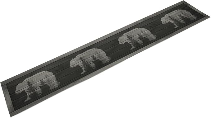 Rustic Country Bear Table Runner, Black Wood Wooden Cabin Wild Animals Hunting Table Cloth for Home Kitchen Dining Table Runner 13x120 Inch