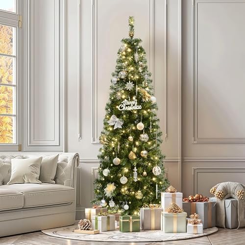 yitahome 6ft prelit green fraser fir pencil christmas, front angle view