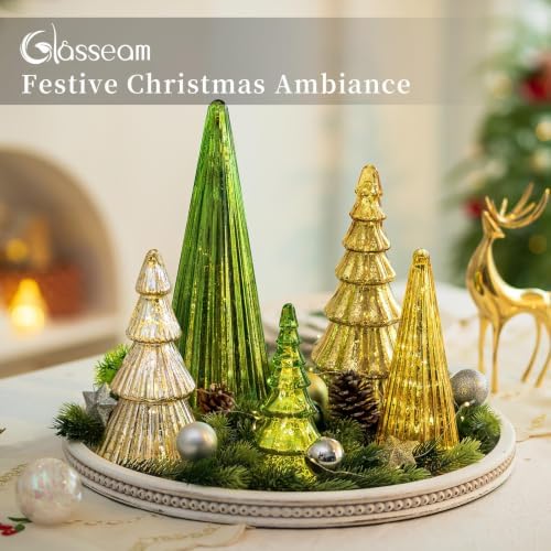 glasseam mercury glass christmas tree: set of 3, side view