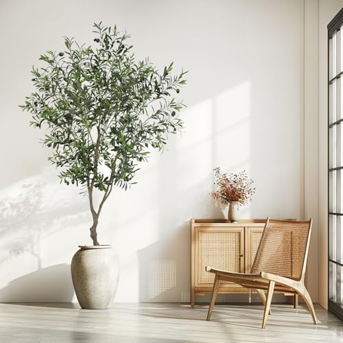 7ft artificial olive tree potted plant, view 9