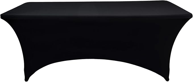 10-Pack 6ft Black Spandex Table Covers for Rectangle Standard Folding Tables - Wrinkle Resistant Stretch Tablecloths - Ultimate Fitted Table Protector for Parties, Banquet, Wedding