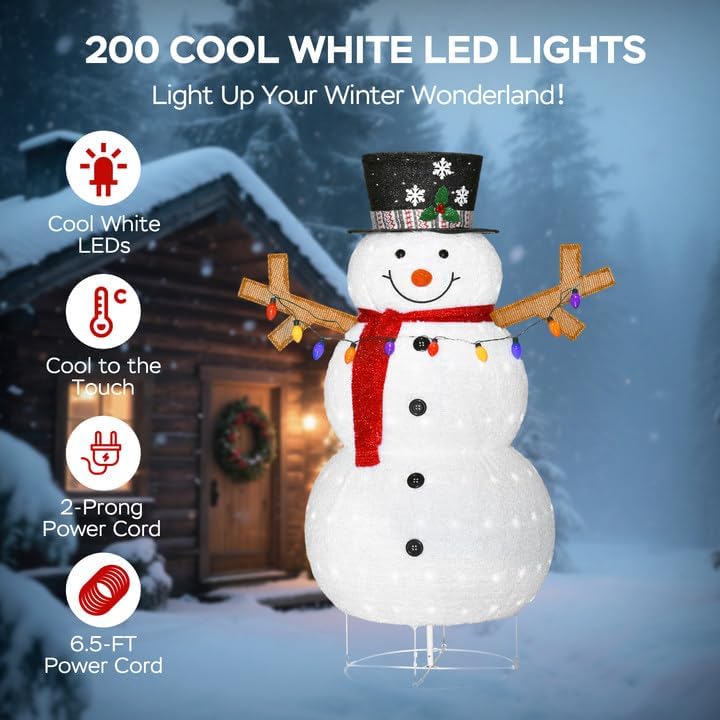 5ft lighted 3d snowman outdoor christmas decor shown in use