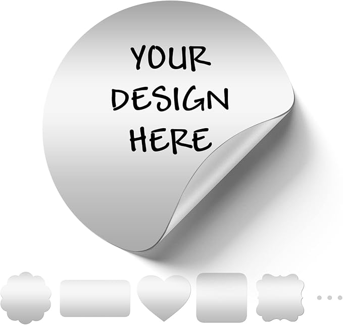 Custom Logo Stickers for Business, Personalised Logo Labels - Any Shape, Waterproof, Glossy (Silver Matte)
