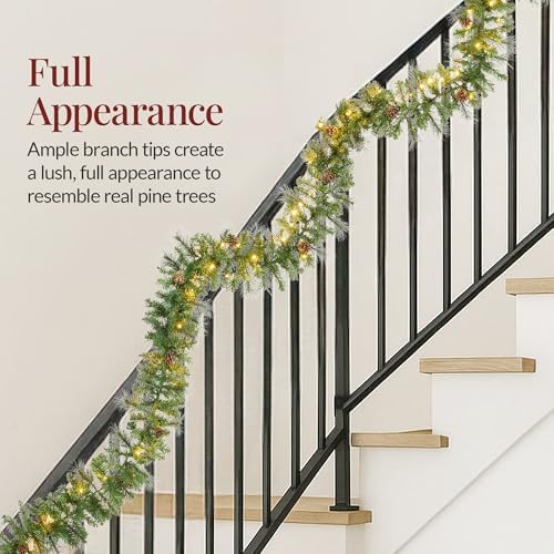 best choice products 9ft pre-lit christmas garland holiday, side view