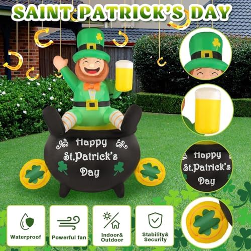 6ft st patrick's day inflatables with led lights showing dimensions