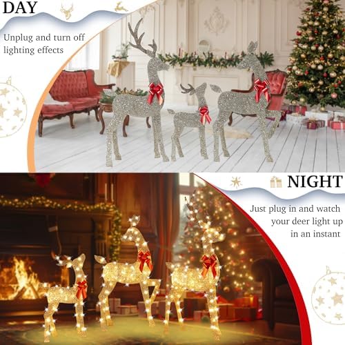 63 inch 2.5d champagne large lighted christmas deer showing dimensions