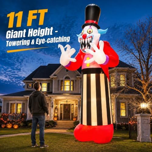 11FT Giant Halloween Inflatables Clown Ghost Outdoor Decorations, Giant Blow ...