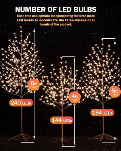 tybeeu 4ft 5ft 6ft lighted cherry blossom tree showing dimensions