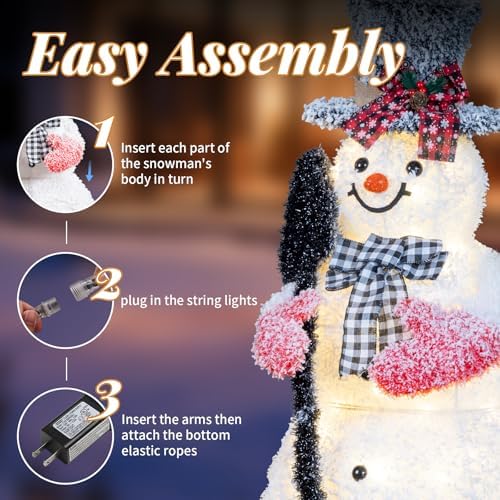 vingli 3ft lighted snowman christmas decorations outdoor indoor, package contents