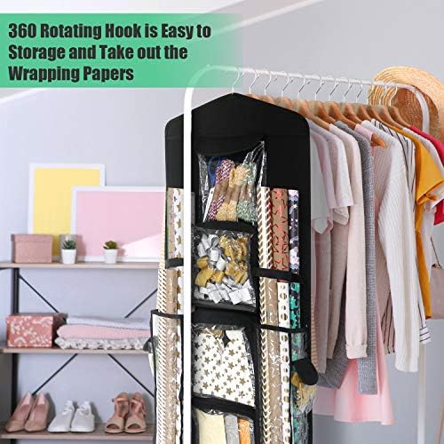 sumdirect black double sided hanging gift wrap organizer on a desk or shelf