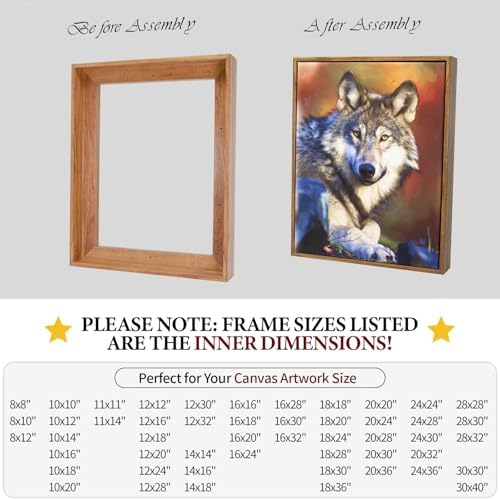 floating frames for canvas, wood-look frames for 1.25", side view