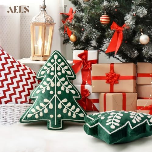 aels embroidered 18.5" merry christmas tree decorative throw shown in use