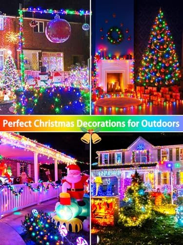 solar christmas lights outdoor, 4 pack 132ft solar, side view