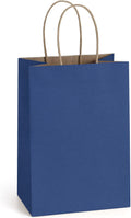 BagDream Kraft Paper Bags 100Pcs 5.25x3x8 Inches Small Paper Gift Bags with Handles Wedding Party Favor Bags Shopping Retail Merchandise Bags Navy Blue Gift Bags Paper Sacks Bulk