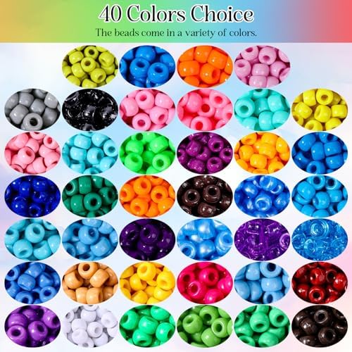 baderke 16000 pcs pony beads bulk with clear, side view