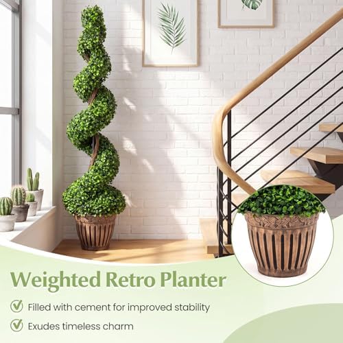 goplus 4 ft artificial boxwood spiral topiary tree, package contents