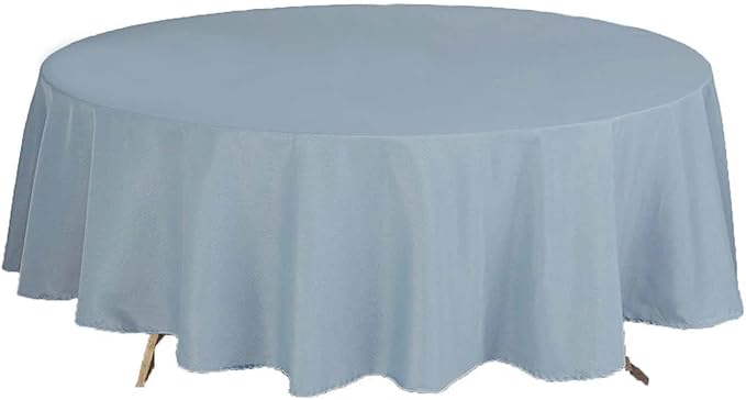 Efavormart Round Tablecloth, 108 Inch Stain & Wrinkle Resistant Washable Table Cloth, Decorative Polyester Fabric Table Cover for Banquet, Wedding, Dining- Dusty Blue