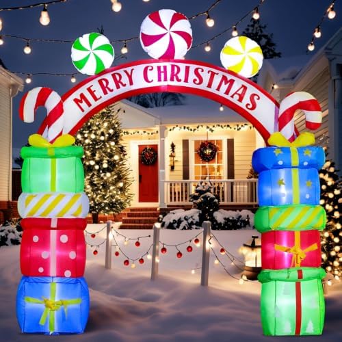 domkom 8ft christmas inflatables arch gift boxes with, close-up detail