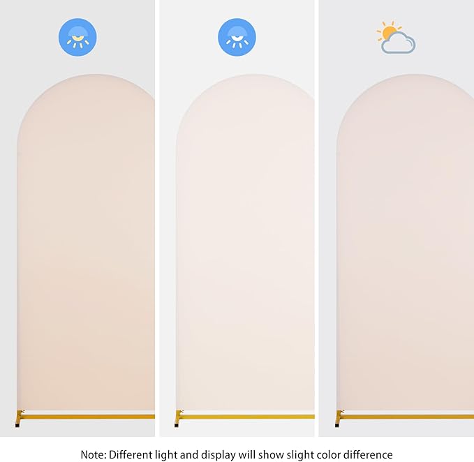 SoarDream Arch Backdrop Cover Beige Spandex Fitted 5FT Wedding Arch Covers Balloon Round Top Chiara Arch Backdrop Fabric for Bridal Shower Wedding Birthday Party Stage Decoations