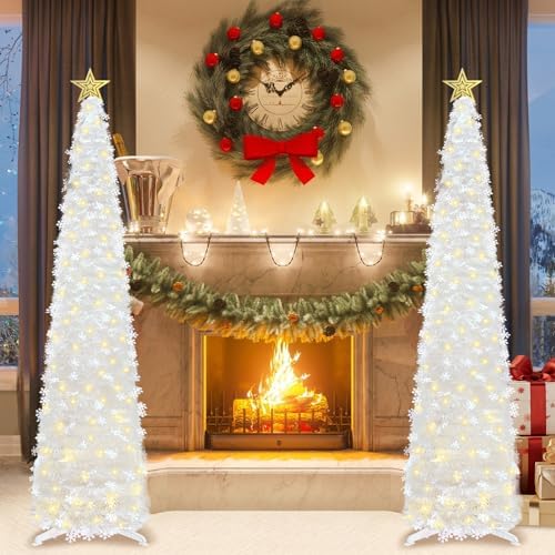 hmasyo 6 ft pop up tinsel christmas tree, close-up detail