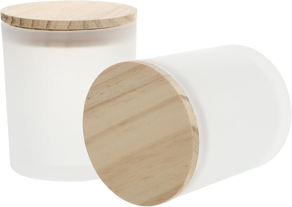 INOOMP 2pcs Glass Candle Cups with Pine Lids, Reusable Household Candle Holders for Home Decoration and Scene Layout, Fine Workmanship, Stylish Simple Design