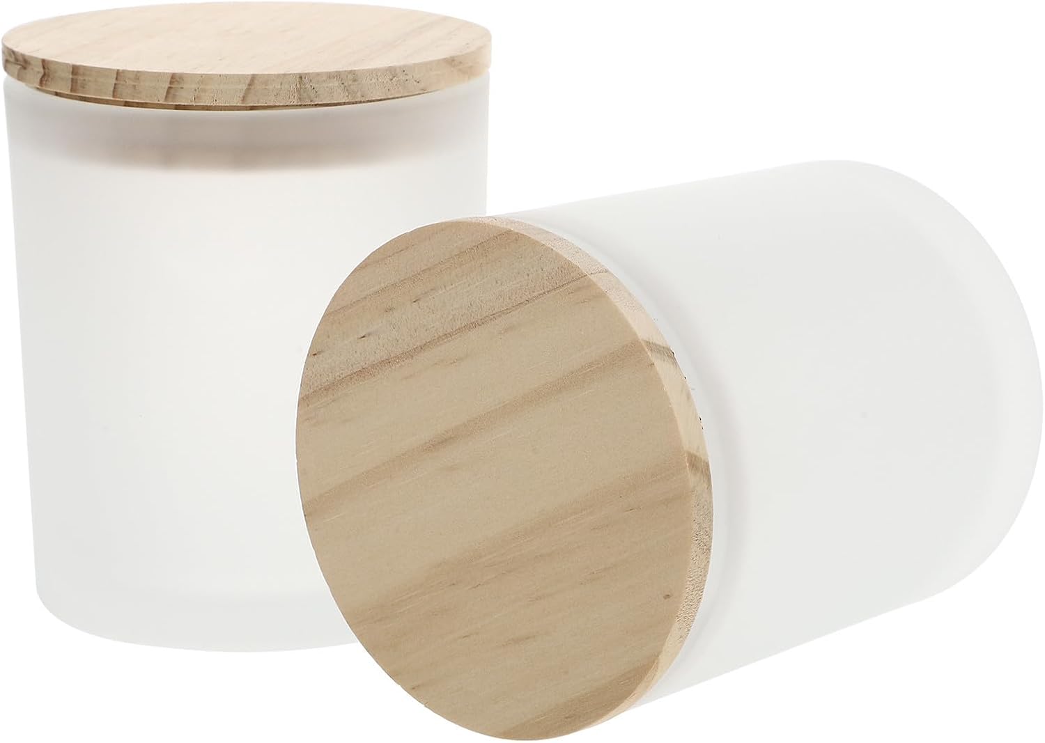 INOOMP 2pcs Glass Candle Cups with Pine Lids, Reusable Household Candle Holders for Home Decoration and Scene Layout, Fine Workmanship, Stylish Simple Design