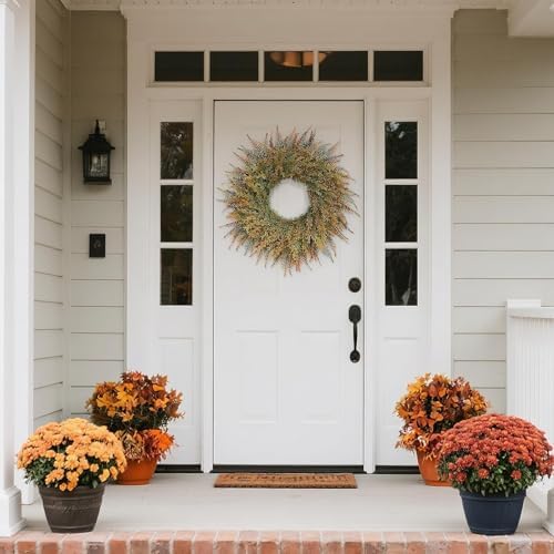26" large artificial fern leaves fall wreath for showing dimensions