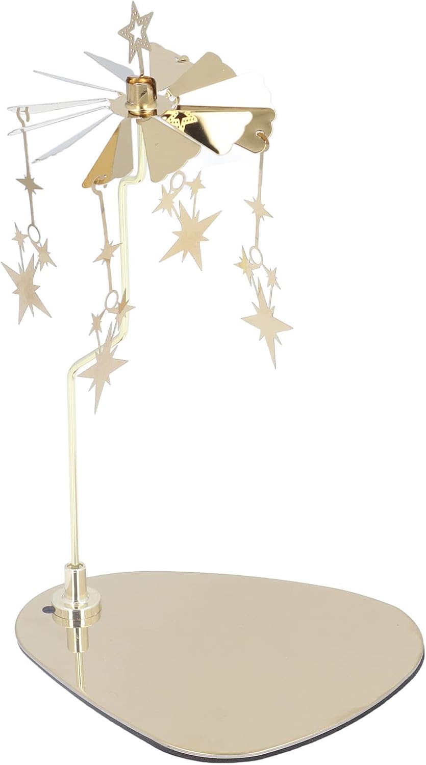 Star Candle Carousel, Rotary Candle Holder Rotating, Stainless Steel Chime Candles Holder, for Bars Cafes Christmas Wedding