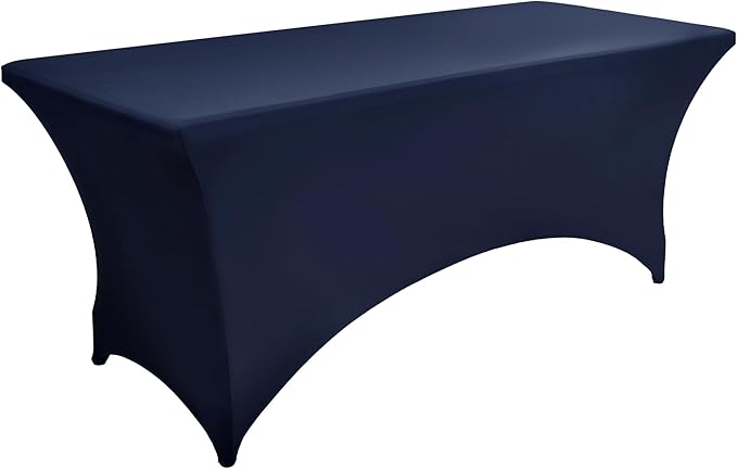 2-Pack 6ft Spandex Table Covers for Rectangle Standard Folding Tables - Wrinkle Resistant Stretch Tablecloths - Ultimate Fitted Table Protector for Parties, Trade Shows, Banquet