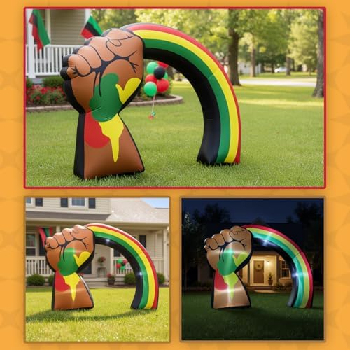 6ft juneteenth inflatable archway outdoor decorations, raised fist, side view