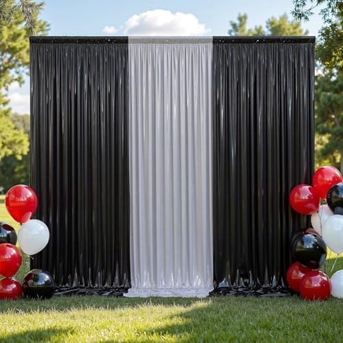 20x10 ft Wrinkle Free Black Sequin Backdrop Curtain for Parties,Thick Not Fall Glitter Wedding Drapes Backdrop,4 Panels 5x10ft Shimmer Photo Wall Back Drop Cloth for Birthday Photography Background