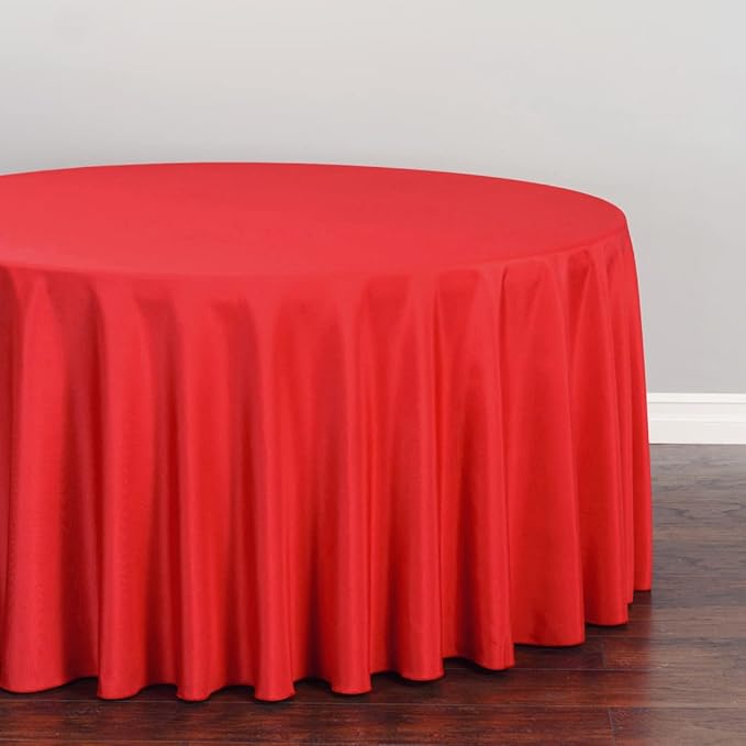 LTC LINENS 5 Pack 108 Inch Round Tablecloths Red - Bulk for 48 Inch Round Table Floor Length - Wrinkle Resistant Polyester Fabric Cloth for Wedding