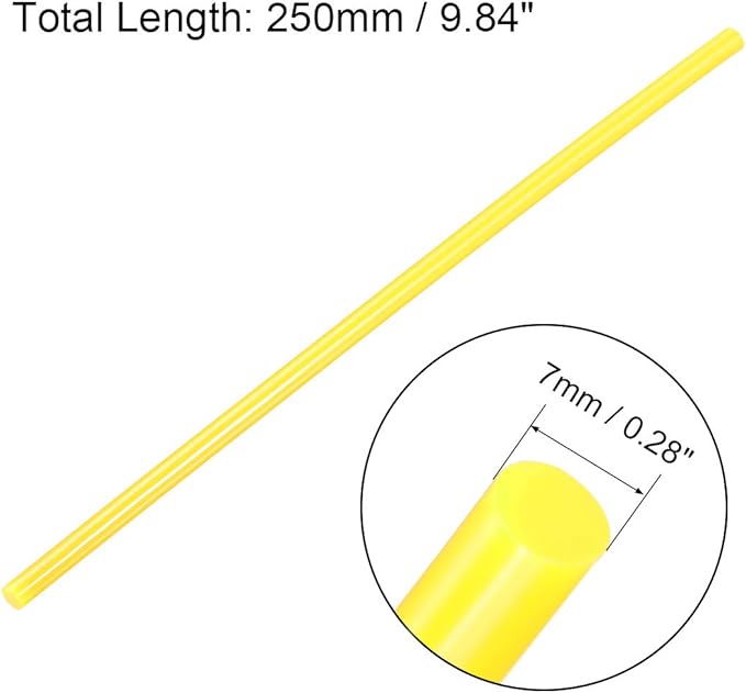 uxcell 20pcs Hot Glue Sticks for Glue Gun 7mm/0.28-inch x 10-inch Mini Hot Melt Adhesive Glue Stick Yellow