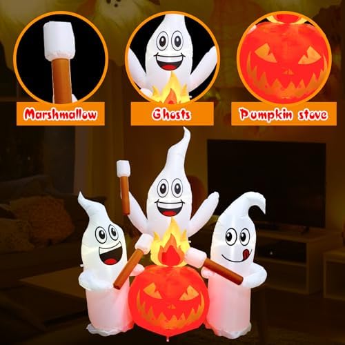 6 ft halloween inflatable ghosts roasting marshmallows, package contents