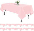 12 Pack Pink Tablecloths for Rectangle Tables 60 x 102 Inch Pink Polyester Tablecloth 6 Foot Rectangle Table Cloth Washable Fabric Table Cover for Party Wedding Banquet Restaurant Events