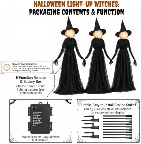 hourleey halloween witch decorations outdoor, 5ft set of, package contents