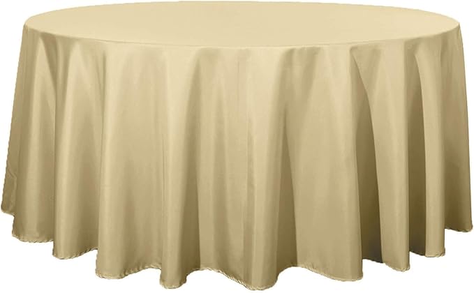 Efavormart Round Tablecloth, 120 Inch Stain & Wrinkle Resistant Washable Table Cloth, Decorative Polyester Fabric Table Cover for Banquet, Wedding, Dining - Champagne