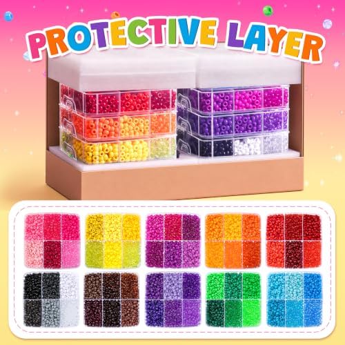 umikk 10000pcs pony beads bulk, 60 colors kandi, front angle view