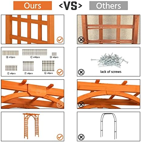 topeakmart wooden arch, wedding arbor trellis for garden, package contents