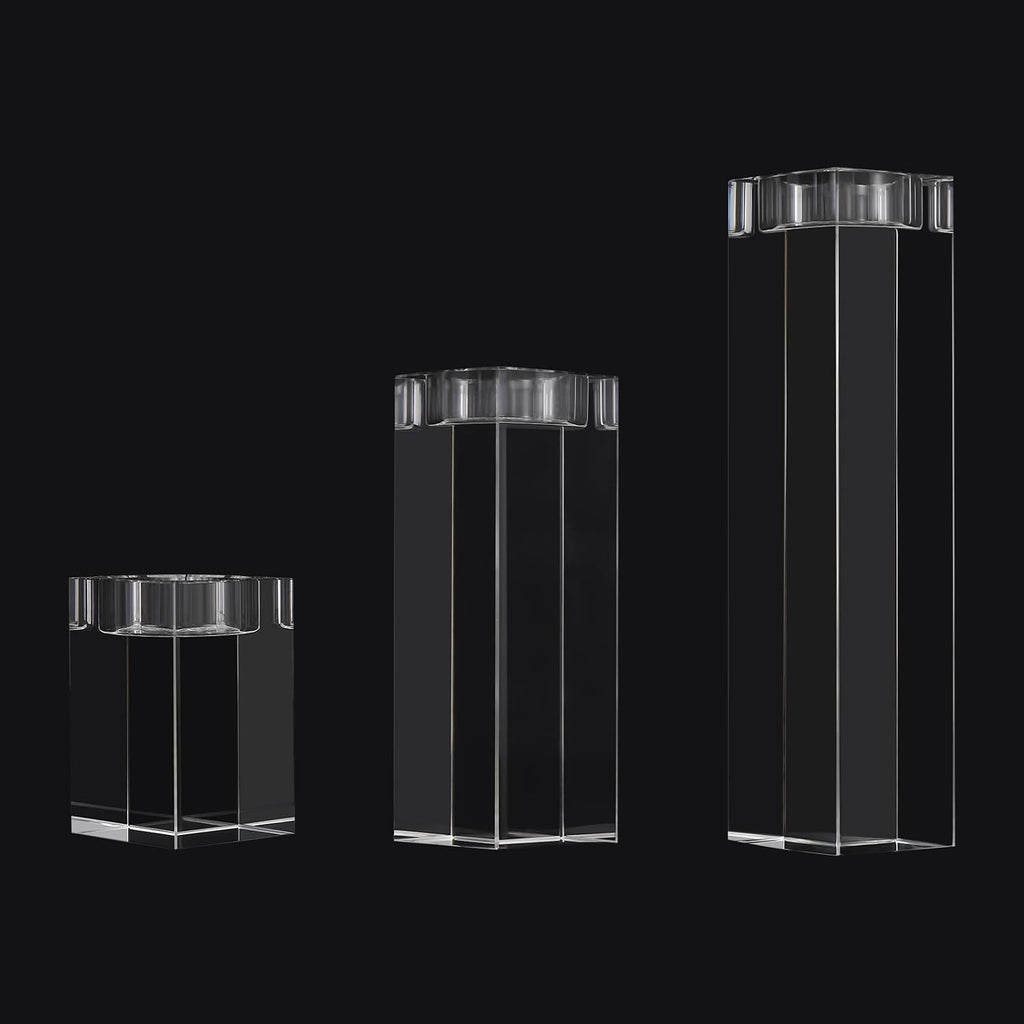 K9 Crystal Candle Holder Set of 3, Clear Glass Tealight Candle Holders for Table Centerpieces, European Style Candle Stands for Dining Table, Wedding, Christmas, Home Decor