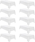 VidaFete Tablecloth 60 * 120inch 10pack Rectangle Table Cloth Polyester, Stain Wrinkle Resistant Dining Table Cover for Kitchen Dinning Party Wedding Rectangular Tabletop Buffet Decoration(White)
