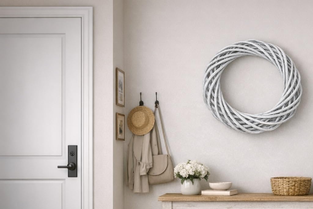 grapevine wreath, 18 inches rustic gray color willow showing dimensions