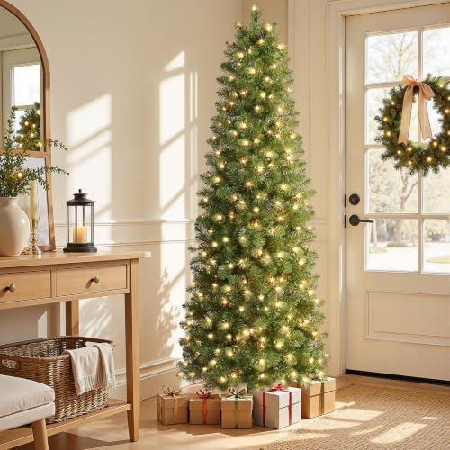 shareconn prelit artificial pencil christmas tree 6ft &, side view