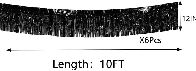 We Moment 6 Pack 10 Feet Black Foil Fringe Garland Streamers Metallic Tinsel Banner Wall Hanging Fringe Curtain Glitter Backdrop Banner for Parade Floats Birthday Bachelorette Black Party Decorations