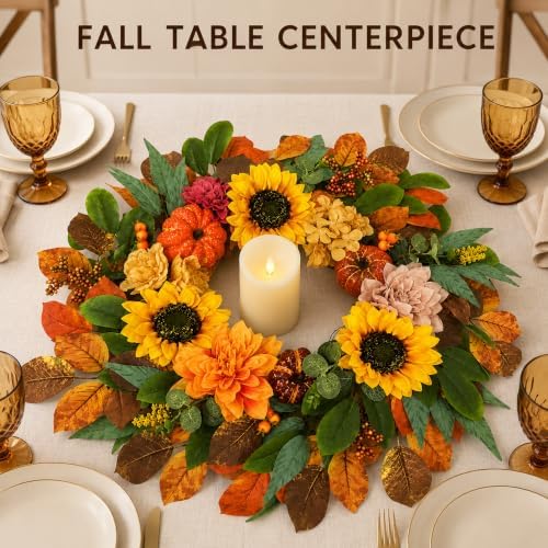 24 inch fall wreaths for front door with, side view